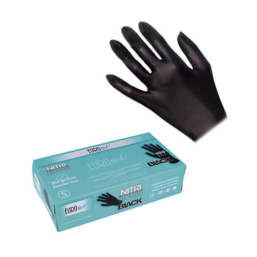 Caja de 100 guantes negros.